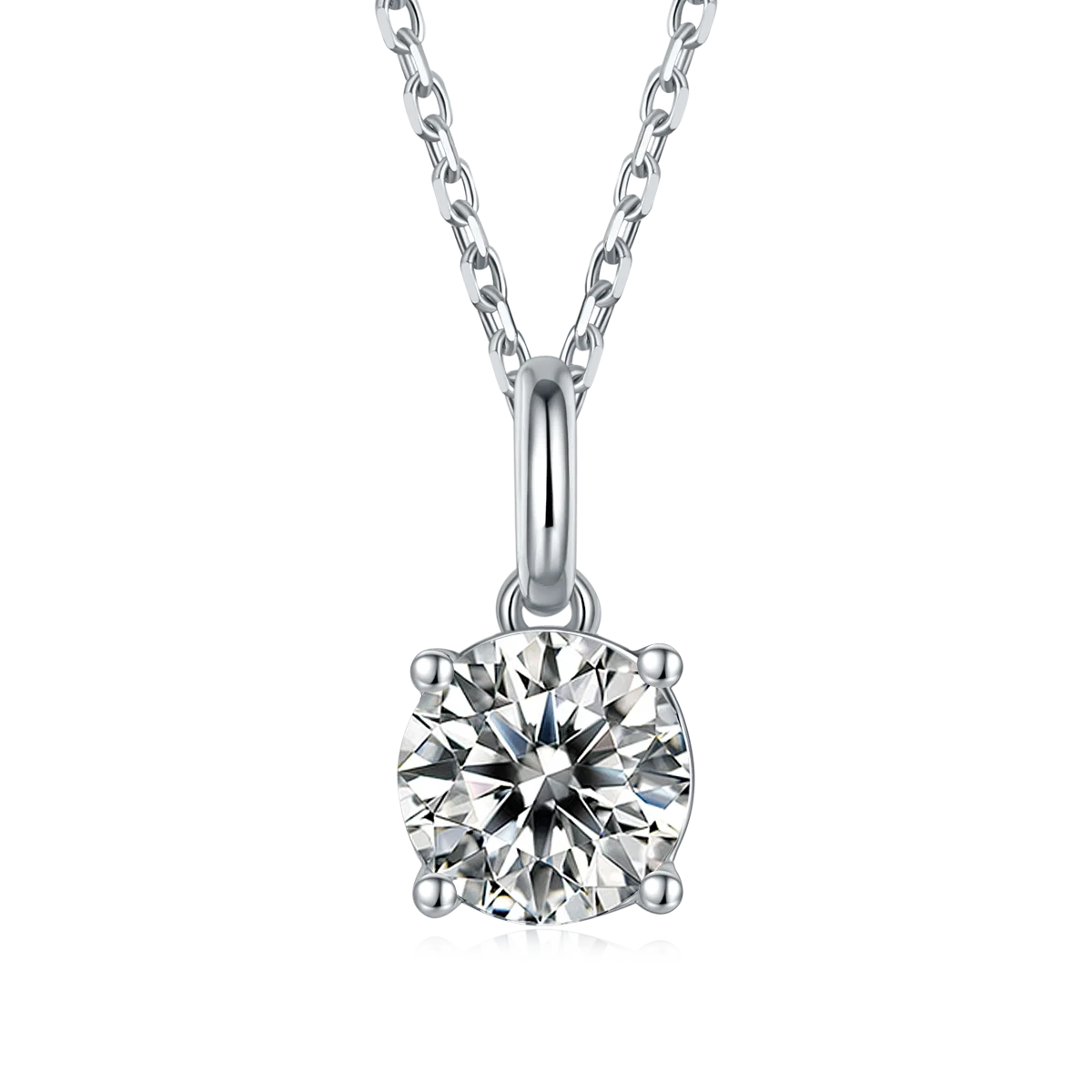 Fine Moissanite Silver Jewelry 1ct Moissanite Jewelry 925 Silver White Gold Plated Necklace Custom 14k 18k Gold