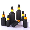 Matte Black 30ml/60ml Frosted Black Dropper Glass Essential Oil Bottle Gold Dropper Screen Printed TUV/ISO Certified MOQ 100pcs