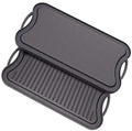 Cast Iron Plate BBQ Double-sided Grill Pan Non-stick Grill Plate Frying Cookware Roasting Pan Cast Iron Griddle