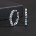 RZ0234 Abiding Jewelry Custom Fine Round Natural Sky Blue Topaz Gemstone 925 Sterling Silver Hoop Huggie Earrings