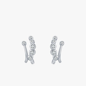 Ailmay Real 925 Sterling Silver Fashion Fine Tiny Small Bubble Clear Zircon Stud Earrings for Women Wedding Engagement Jewelry