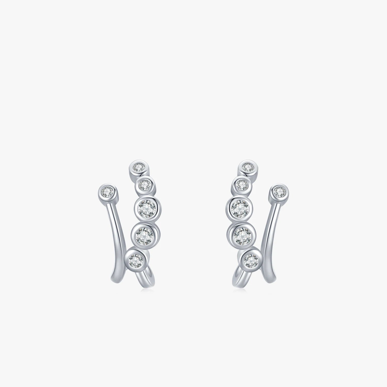 Ailmay Real 925 Sterling Silver Fashion Fine Tiny Small Bubble Clear Zircon Stud Earrings for Women Wedding Engagement Jewelry