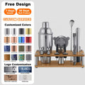 Creation Top Seller Stainless Steel Bartender Kit Shakers Cocktail Set with Bamboo Frame