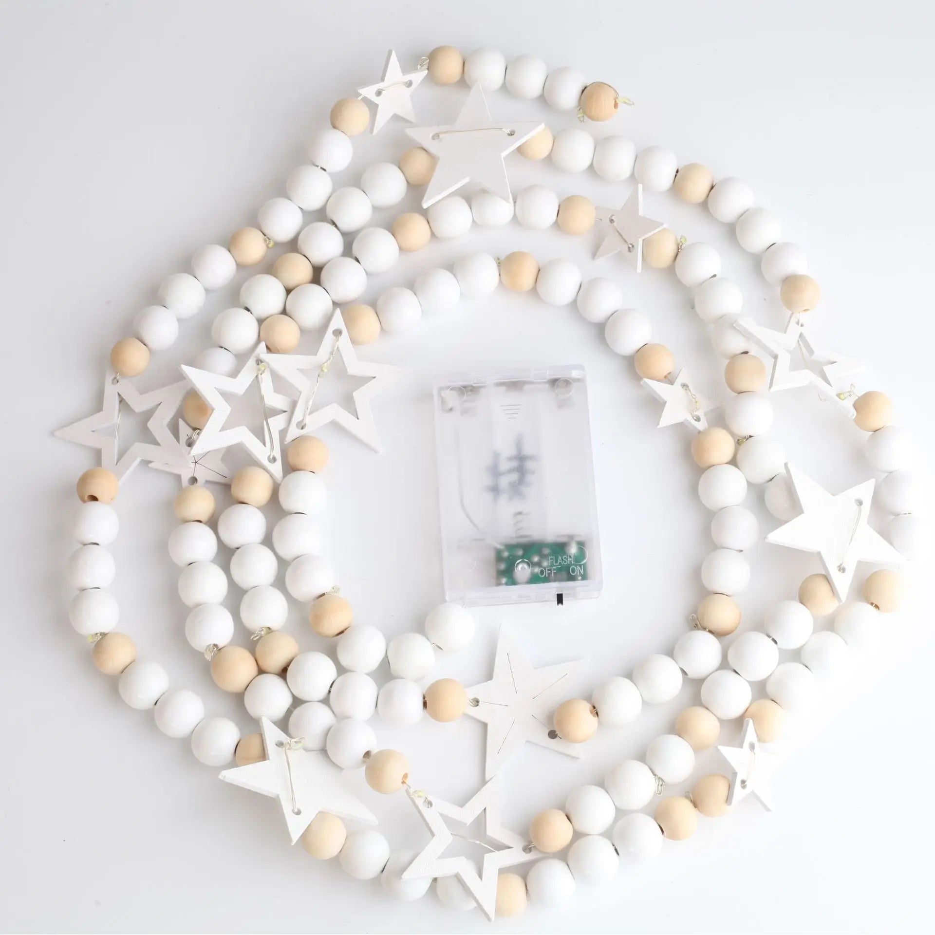 New Arrival LED-illuminated Wooden Bead Garland Home Decor Wall Hanging for Christmas Tree Ornament