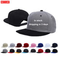 Customized Adjustable Breathable 100% Cotton Snap Back Hats 6 Panel Plain Baseball Cap Flat Brim