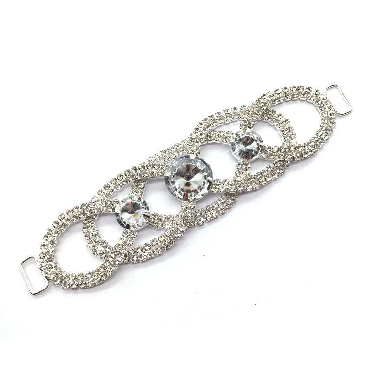Wholesale Shiny Crystal Bikini Hardware Fancy Belt Diamante Bikini Connector for Swimwear Accessories
