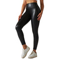 2025 Women's Casual Faux Leather Leggings High Waisted Stretch Pants with Tummy Control Knitted Fabric Seamed Technique