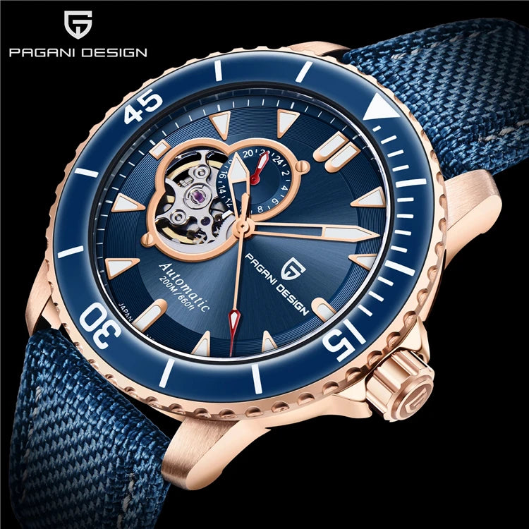 2021 PAGANI Top Brand Men's Automatic Mechanical Business Watch NH39A Blue 100M Waterproof Analog Dial Sport Reloj Hombre