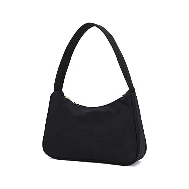 Small Nylon Shoulder Bags for Women Elegant Feminine Mini Handbags with Zipper Closure