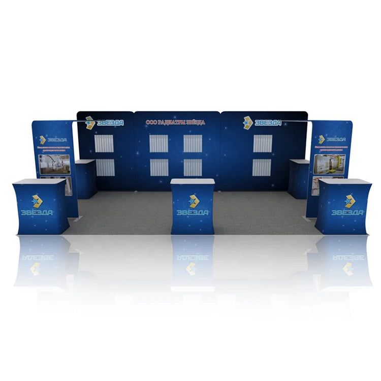 Customized Portable Aluminum Alloy Frame Tension Fabric 10x20 Dye Sublimation Printed Easy Installation Trade Show Booth