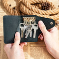 Marrant Casual Men Women Organizer Pouch Coin Purse Key Holder 6 Hooks Leather Key Case Genuine Leather Key Case Key Wallet
