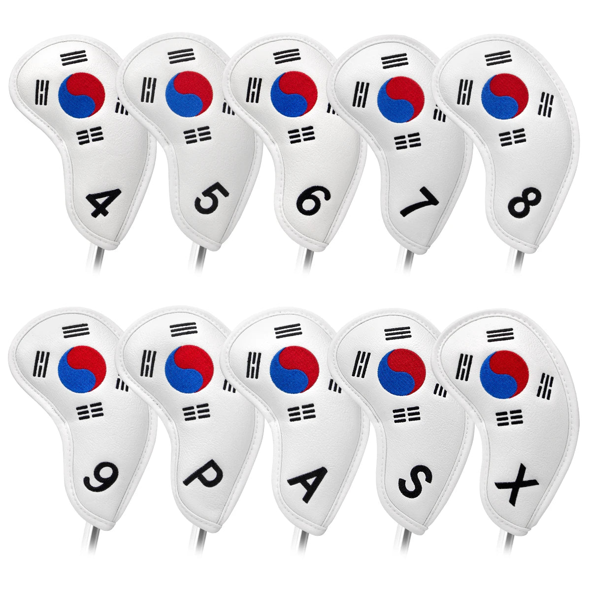 Factory Custom PU Leather Golf Cover for Iron 10pc/Set with Embroidered Logo-Premium Golf Head Cover