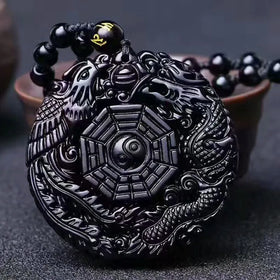 New Arrival Ruyi Elephant Guanyin Buddha Jewelry Wolf Head Dragon Tuteng Pendant Necklace Obsidian Pendant Necklace to My Son