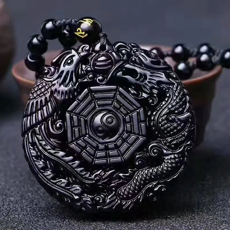New Arrival Ruyi Elephant Guanyin Buddha Jewelry Wolf Head Dragon Tuteng Pendant Necklace Obsidian Pendant Necklace to My Son