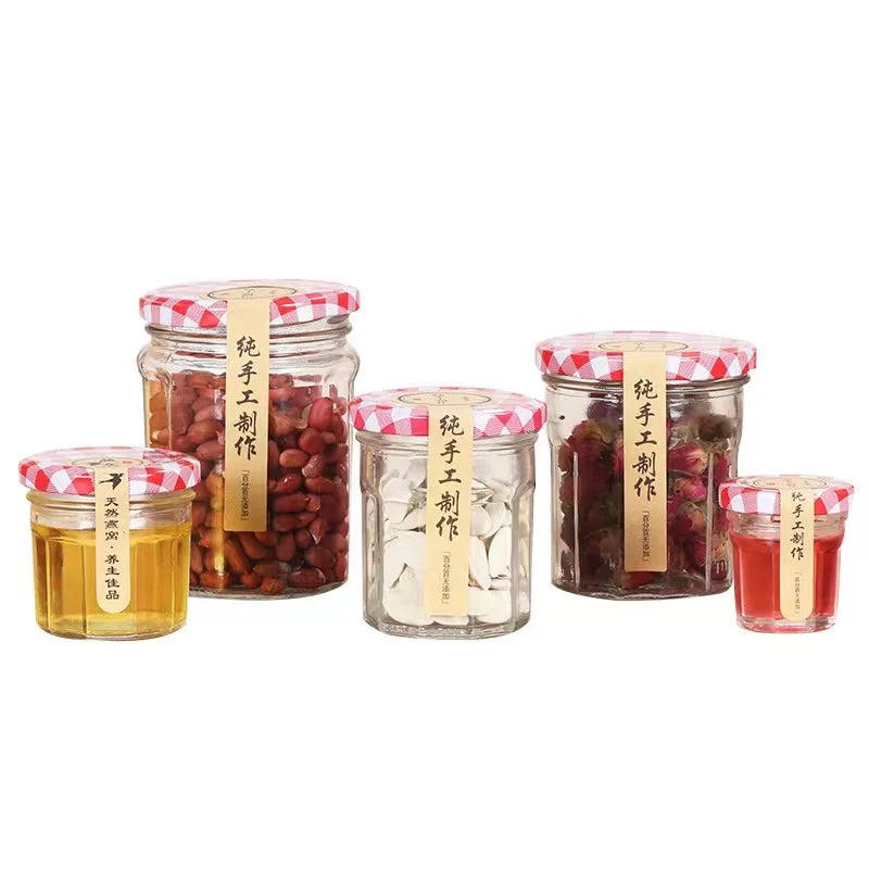 Best Selling 50ml 100ml 200ml 380ml Glass Canning Caviar Jars with Airtight  Lids Clear Glass Storage Jars Home Use Honey Bottle
