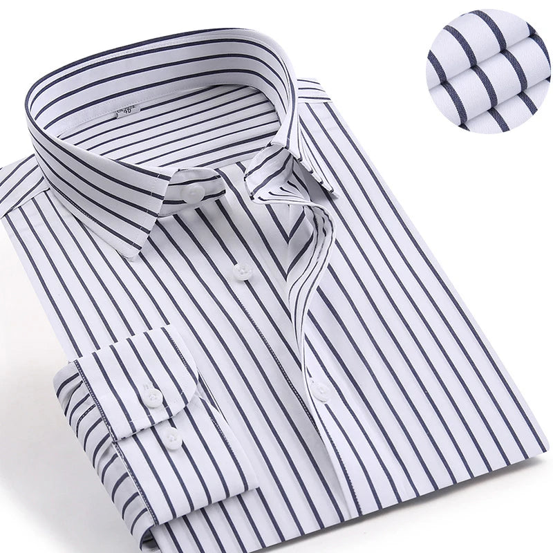 Classic Shirt for Men Multiful Color Custom Logo Stripe 100% Cotton Long Sleeved Shirts for Men