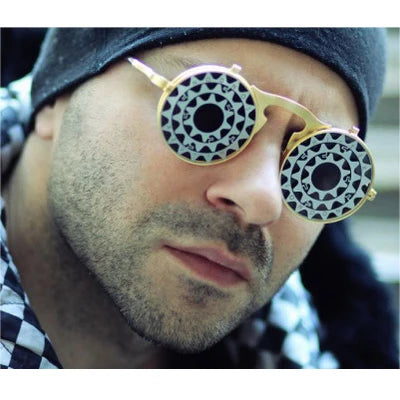 Trendy Retro Steampunk Vintage Circle Wheels Dollar Shape Flip up Metal Flip Sunglasses Oversized Round Funny Sunglasses