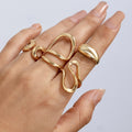 Hot-selling Alloy Classic Simple Irregular Open Ring Set Women Girls Personalized Creative Design Adjustable Stack Ring