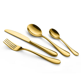 Luxury Hotel Wedding Restaurant Knife Fork Spoon Set Gold Stainless Steel Cutlery Set