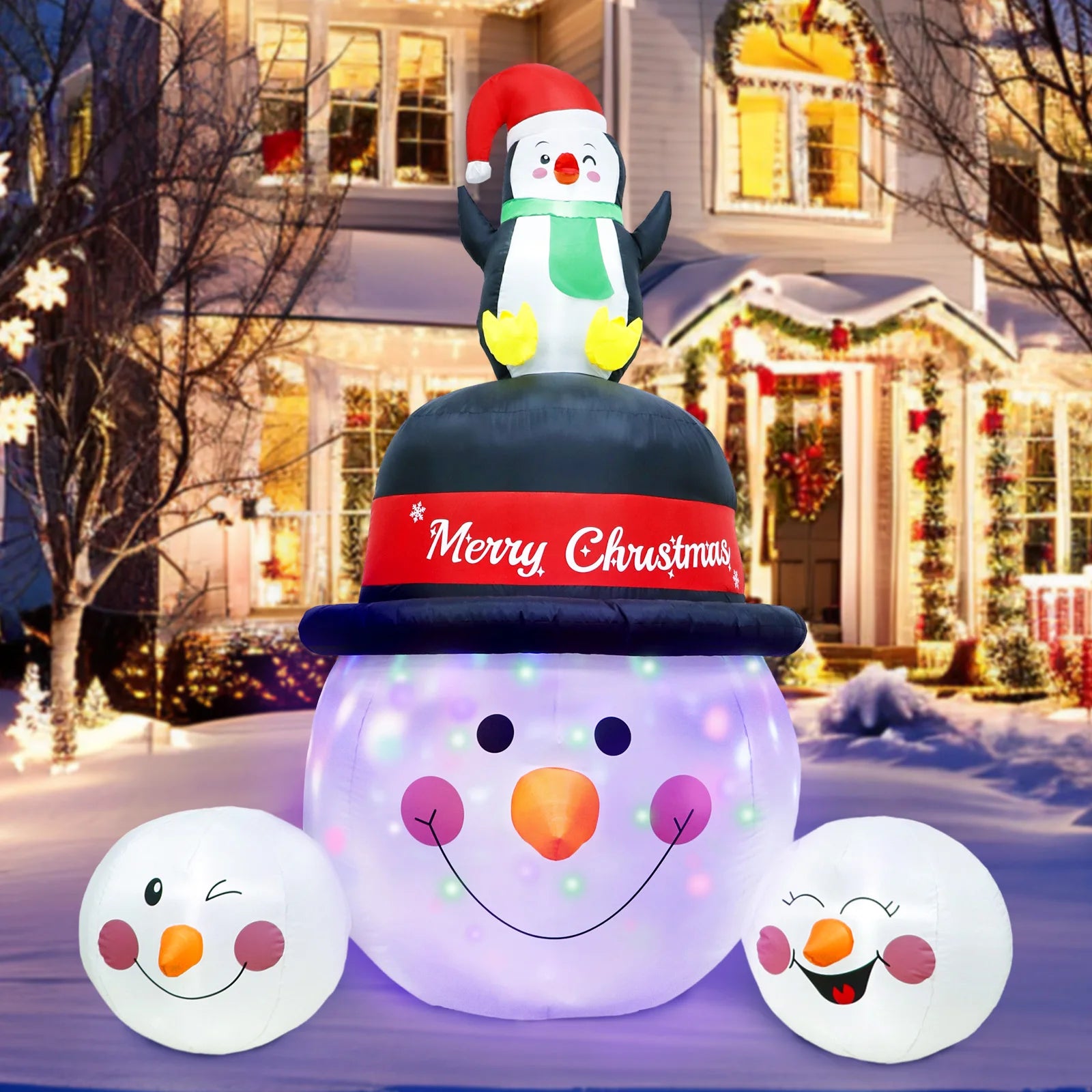 Ourwarm Christmas Inflatable Snowman Outdoor Yard Christmas Inflatable Decorations