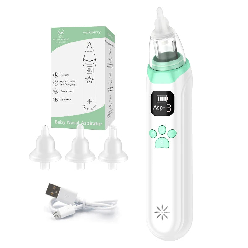 LCD Snoot White Newborn Sucker USB Rechargeable Silicone Nasal Aspirator