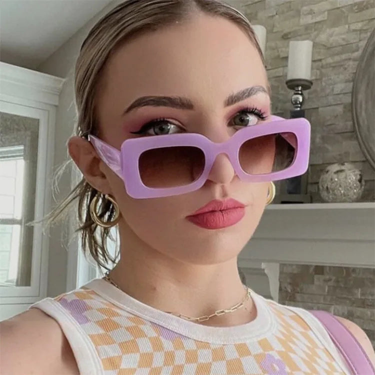 Fashion Vintage Design Candy Color Lens Rectangle Trendy Women Men Shades Jelly Color Sun Glasses Sunglasses 2023