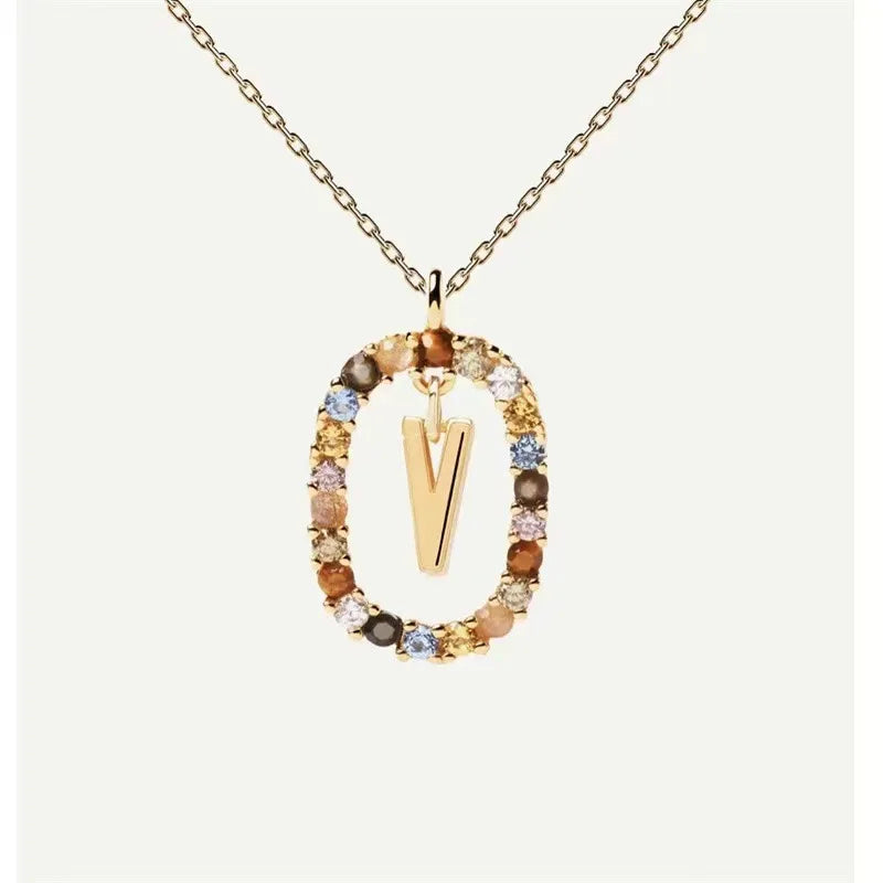 Kolye Wholesale Gold Plated Zircon Charm Fashion Jewelry Necklaces Chains Women Letter Necklace Pendent