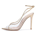 2020 New Arrival Women Pointed Toe Ankle Strap Party High Heels Clear PVC Pumps