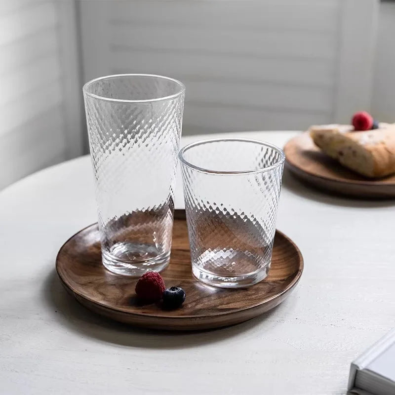 Libbey Glass Diamond  Texture Transparent Whiskey Coffee Tea Fruit Juice Beer Glass Cup American Style Highball Glass