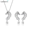 LUOTEEMI Top Accessory Tiger Pendant Erring Woman Lady Zircon Iced Out Beautiful Korean Fashion Jewelry Set