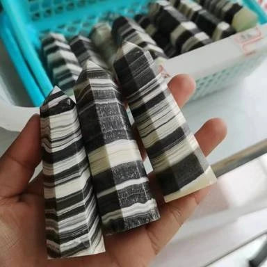 Wholesale Hot Sale Natural Zebra Calcite Crystal Diamond Polished Home Decoration Point