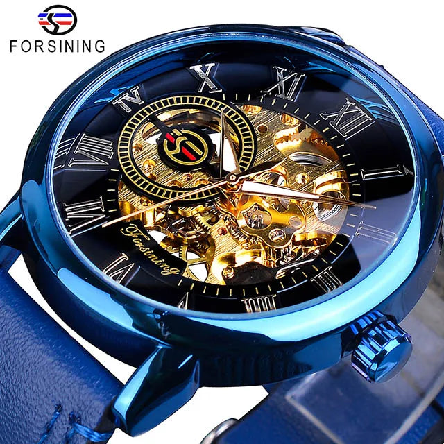 Forsining Men Mechanical Watch Hollow Out Automatic Watches Fashion Leather Casual Waterproof Luxury Mens Wrist Relojes Hombre