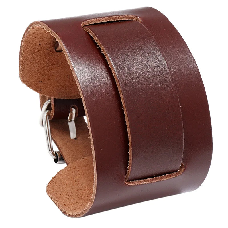 Men's Retro Vintage Simple Buckle Bracelet Wholesale True Leather Fashion Bangles