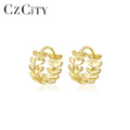 CZCITY 2026 Women Trending Leaf Gold Plated 925 Clip Earing Kid Sterling Silver Hoop Earring