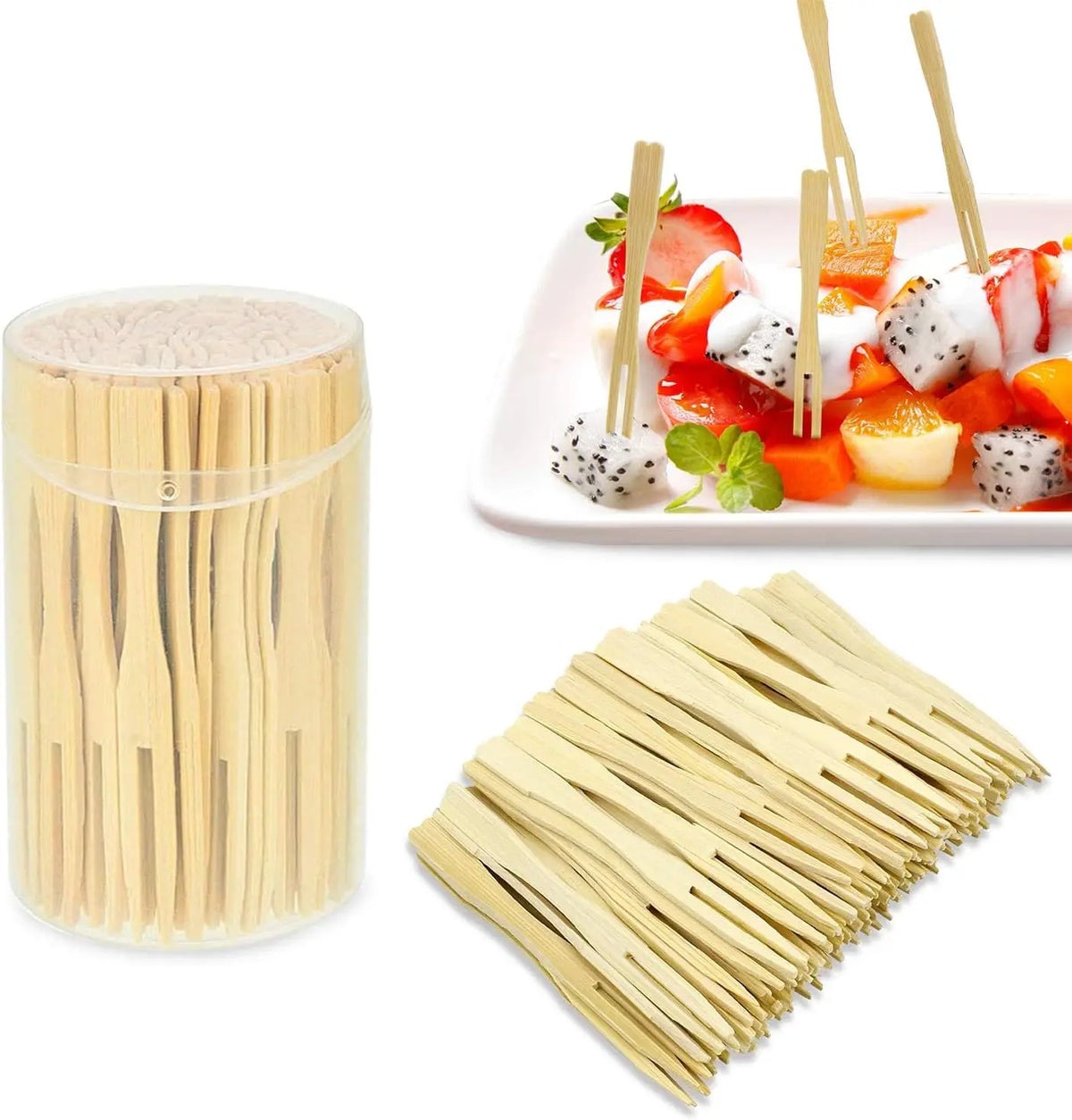 Biodegradable Wedding Easy Insert Disposable Wooden and Bamboo Fruit Fork