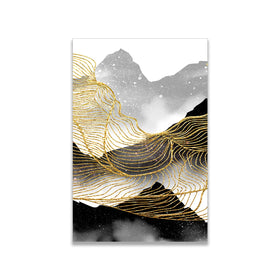 Great peopleGold Mountains Canvas Poster Picture Living Room Oil Painting on Canvas Posters and Prints Wall Art Picture