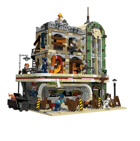 89101 2392+pcs/set MOC-40173 10260 Downtown Diner - Apocalypse Version Create Expert Street View Building Blocks