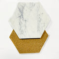 XS Gold Marble Ceramic Coasters Holder Hexagon Design Eco-Friendly Contemporary Water Absorbent Mat Pad for Coffee Cup Promotion