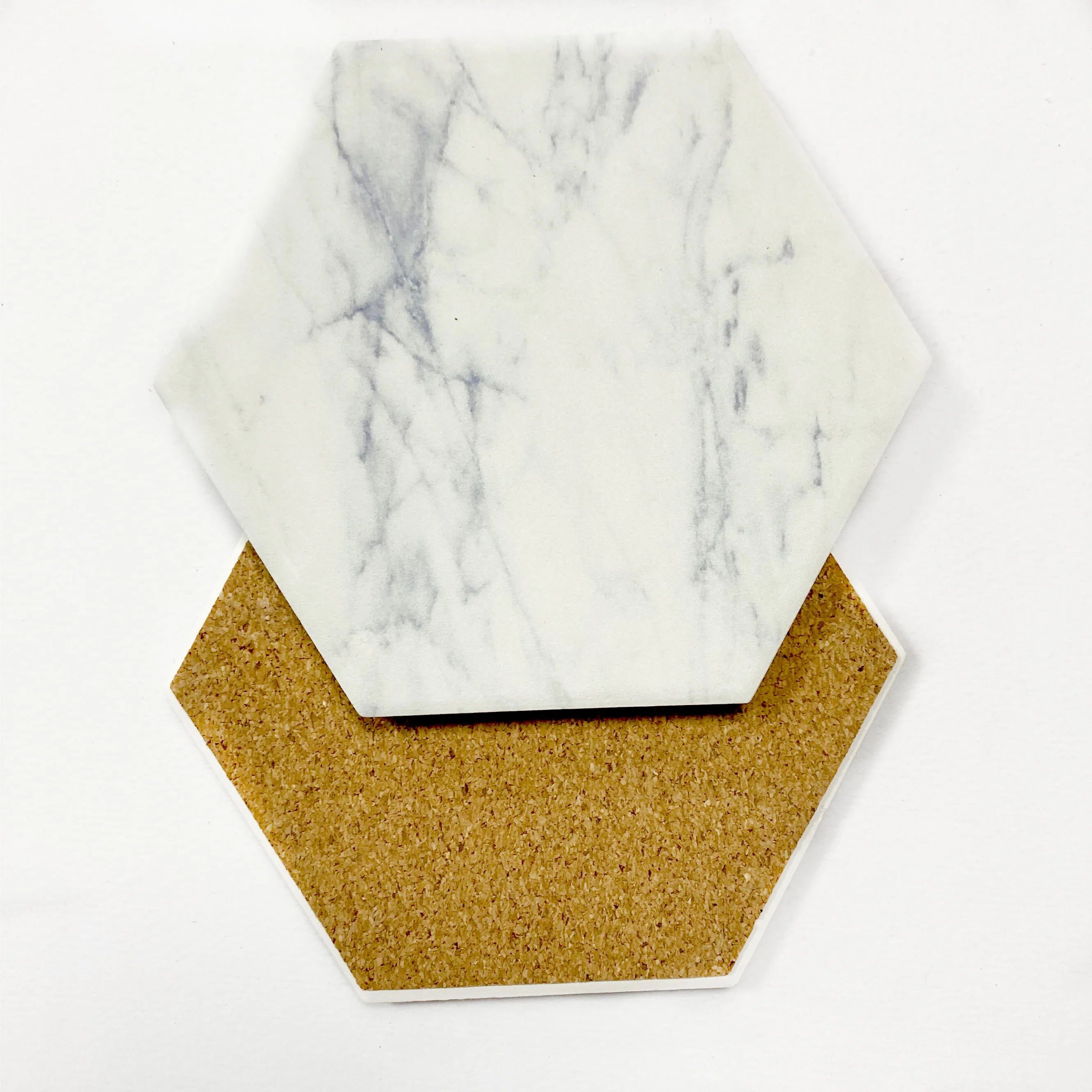 XS Gold Marble Ceramic Coasters Holder Hexagon Design Eco-Friendly Contemporary Water Absorbent Mat Pad for Coffee Cup Promotion