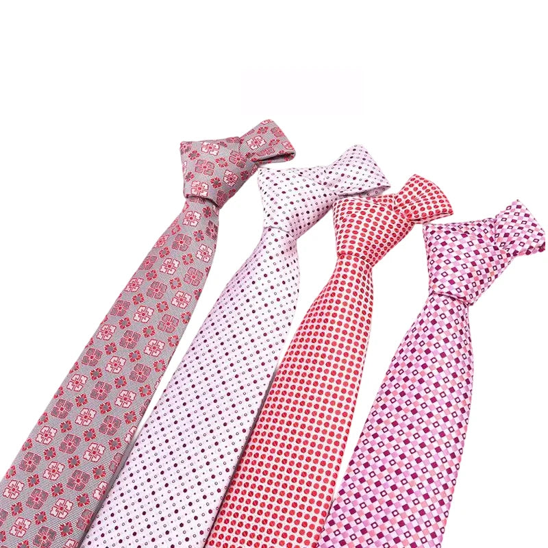 Rose Red Pink Series Men's Necktie Business Banquet Handmade Polyester Tie Accessories Wholesale