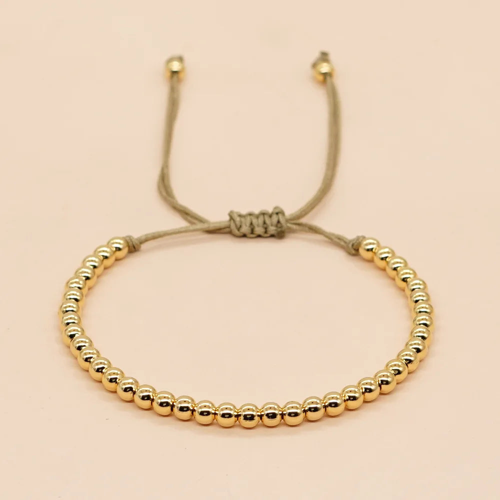 Go2boho Bohemian Copper Beads Festival Bracelets Handmade Adjustable Chain Fashion Design Jewelry for Women Men Travel Gifts