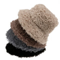 2025 Women's Outdoor Warm Bucket Hat Fluffy Fishing Cap Plaid New Style Panama Bob Fisherman Gorros