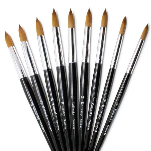 New OEM Professional Nail Acrylic Brush Pure Kolinsky Black Wood Handle International Size 8# ~ 24# Wholesale Supplier