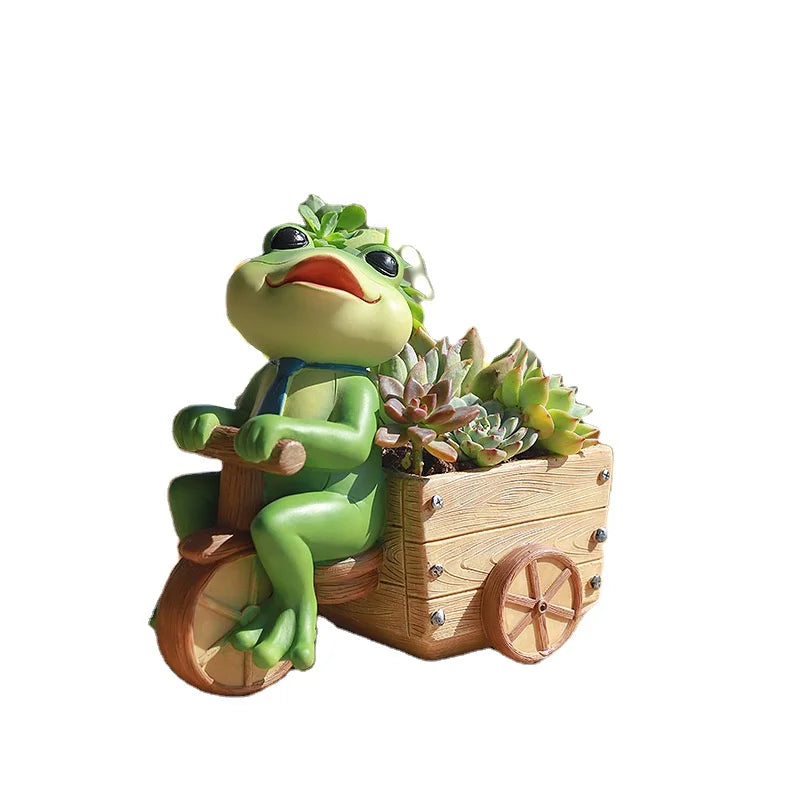 Hot Selling Fun Cartoon Frog Resin Crafts Flowerpot Succulent Green Plant Pot Home Desktop Office Decoration Succulent Flowerpot