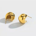 2025 Trendy Chunky Vintage Boho Design Light Weight Large Wide Hollow Gold Plated Dome Chunky Hoop Earrings Stainless Steel