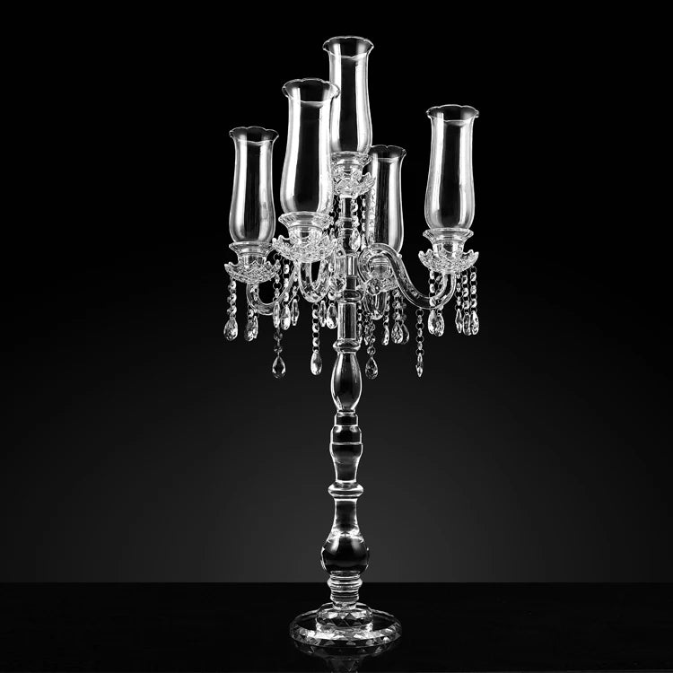 Shining Fashion 5 Arms Crystal Candelabra Wedding Centerpieces Decoration