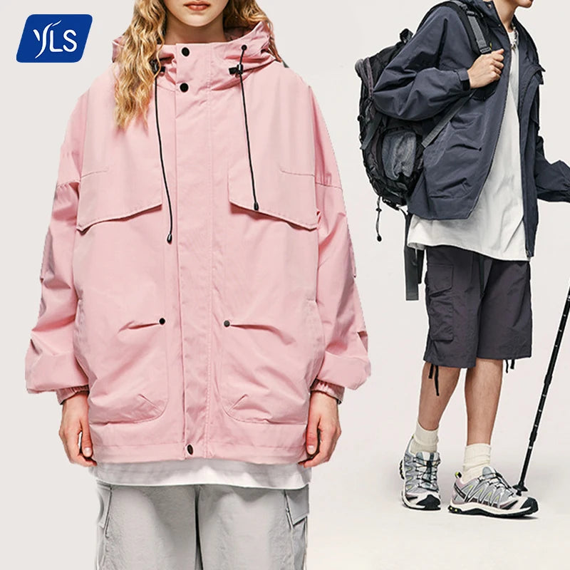 YLS 100% Polyester Mens Casual Winter Outdoor Windproof Waterproof 10000mm Zipper Closure Softshell Jacket with Hood