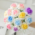 K66 Knitted Rose Daisy Artificial Flowers Handmade with Stems Fake Flowers Table Bouquet Centerpiece for Home Decor