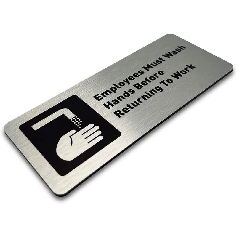 Aluminum Durable Waterproof Employees must Wash Hands Before Returning to Work Sign for School Office Bathroom Toilet