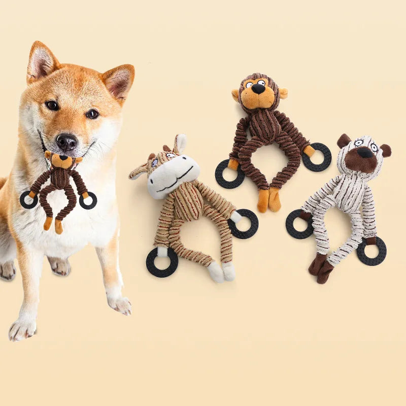 Pet Dog Training Supplies Plush Sound Bear Animal Shape Dog Tug-of-war Toy Teeth Grinding Pet Dog Toy